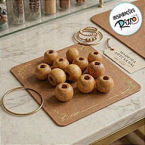 Bola de Madeira 10mm - Bege - 12 unidades - Art Montagem - Rizzo