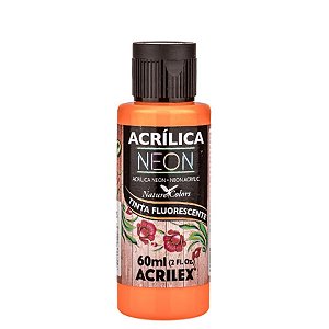 Tinta Fluorescente Neon 60ml - Laranja - 1 unidade - Acrilex - Rizzo