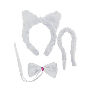 Kit Fantasia Carnaval - Gatinha Pelúcia Branco - 1 unidade - Rizzo