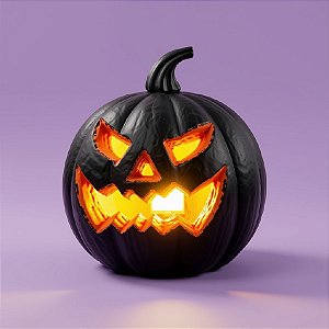 Enfeite de Halloween - Abóbora Magnus com Led - 14x17cm - 1 unidade - Cromus - Rizzo