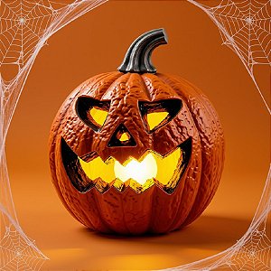 Enfeite de Halloween - Abóbora Salém com Led - 18x17cm - 1 unidade - Cromus - Rizzo