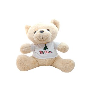 Urso de Pelúcia com Camiseta - Feliz Natal - 28cm - 1 unidade - Rizzo