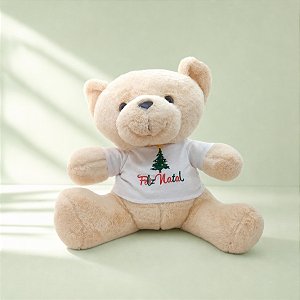 Urso de Pelúcia com Camiseta - Feliz Natal - 28cm - 1 unidade - Rizzo