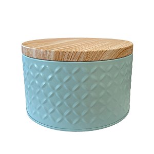 Lata de Metal Redonda Texturizada - Azul - 13,5x8cm - 1 unidade - Rizzo