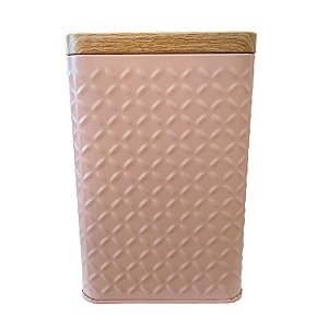 Lata de Metal Quadrada Texturizada - Rosa - 10,5x16cm - 1 unidade - Rizzo