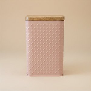 Lata de Metal Quadrada Texturizada - Rosa - 10,5x16cm - 1 unidade - Rizzo