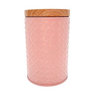 Lata de Metal Redonda Texturizada - Rosa - 11,5x7cm - 1 unidade - Rizzo