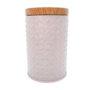 Lata de Metal Redonda Texturizada - Branca - 11,5x7cm - 1 unidade - Rizzo