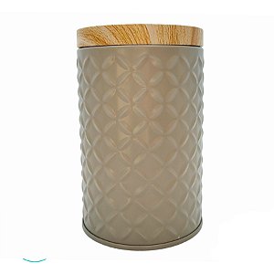 Lata de Metal Redonda Texturizada - Cinza - 11,5x7cm - 1 unidade - Rizzo