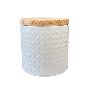 Lata de Metal Redonda Texturizada - Branca - 10x10cm - 1 unidade - Rizzo