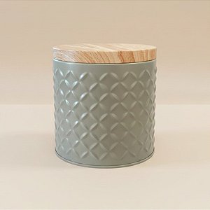 Lata de Metal Redonda Texturizada - Cinza - 10x10cm - 1 unidade - Rizzo