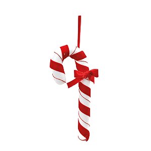 Enfeite de Pendurar Candy Cane - Vermelho, Branco - 33cm - 1 unidade - Cromus - Rizzo