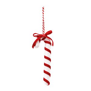 Enfeite de Pendurar Candy Cane - Vermelho, Branco - 14cm - 1 unidade - Cromus - Rizzo