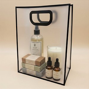 Sacola Transparente PVC com Alça - Preto - 25x30x15cm - 1 unidade - Rizzo