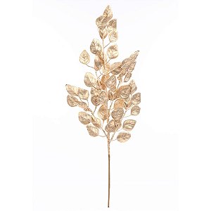 Galho Decorativo - Folhas Douradas - 66cm - 1 unidade - Cromus - Rizzo