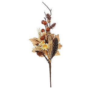 Galho Decorativo - Flores e Frutas Laranja - 36cm - 1 unidade - Cromus - Rizzo