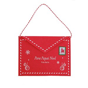 Envelope em Feltro de Natal - Vermelho - 18x13cm - 1 unidade - Cromus - Rizzo