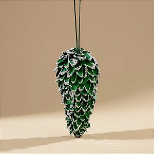 Enfeite de Pendurar - Pinha Verde Glitter - 14x6cm - 1 unidade - Cromus - Rizzo