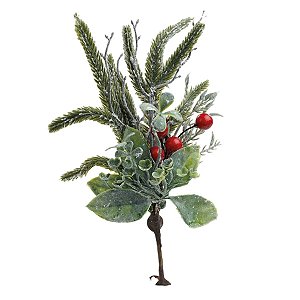 Pick Decorativo de Natal - Nevado com Frutas Brancas - 28cm - 1 unidade - Cromus - Rizzo