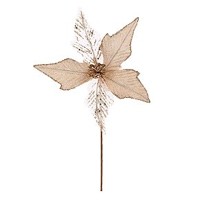 Poinsétia Decorativa - Natal Champagne - 30cm - 1 unidade - Cromus - Rizzo