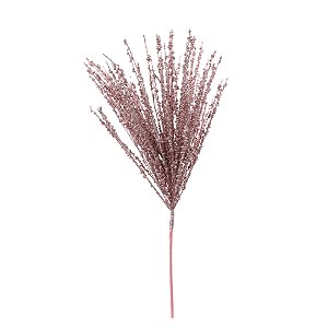 Galho Decorativo - Folha com Glitter Rose Gold - 57cm - 1 unidade - Cromus - Rizzo