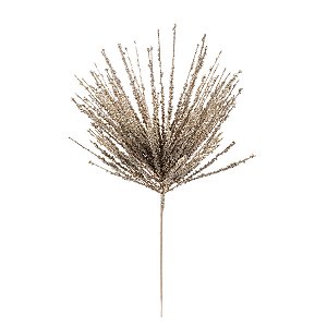 Galho Decorativo - Folha com Glitter Champagne - 57cm - 1 unidade - Cromus - Rizzo