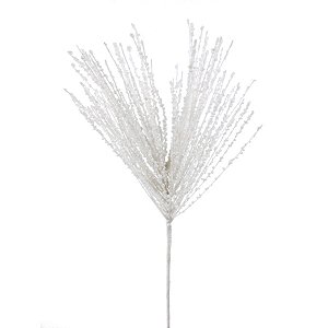 Galho Decorativo - Folha com Glitter Branco - 58cm - 1 unidade - Cromus - Rizzo