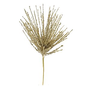 Galho Decorativo - Folha com Glitter Ouro - 59cm - 1 unidade - Cromus - Rizzo