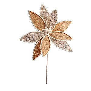 Poinsétia Decorativa - Cortiça, Juta e Branco - 50cm - 1 unidade - Cromus - Rizzo