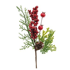 Pick Decorativo de Natal - Frutas Vermelhas - 23cm - 1 unidade - Cromus - Rizzo