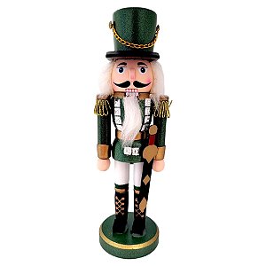 Boneco Soldado Quebra Nozes de Madeira Com Espada - 25cm - Verde - 1 unidade - Rizzo