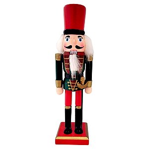 Boneco Soldado Quebra Nozes de Madeira Com Espada - 25cm - Verde e Vermelho - 1 unidade - Rizzo