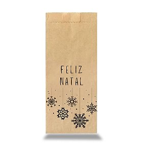 Saco de Papel Kraft Decorado - Feliz Natal - 15 unidades - Stickr - Rizzo
