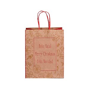 Sacola de Papel - 20x15x25cm - Feliz Navidad - Ref.7359 - 10 unidades - WMA - Rizzo