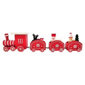 Enfeite de Madeira de Natal Trem - Vermelho - 19cm - 1 unidade - Rizzo