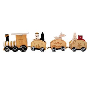 Enfeite de Madeira de Natal Trem - Kraft - 19cm - 1 unidade - Rizzo