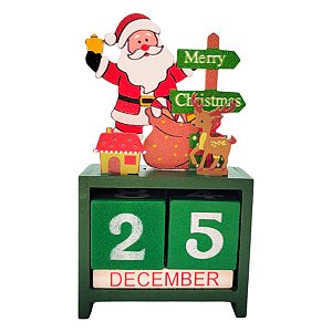 Enfeite de Maderia Calendário de Contagem Regressiva de Natal - 13,5x7,5cm - 1 unidade - Rizzo