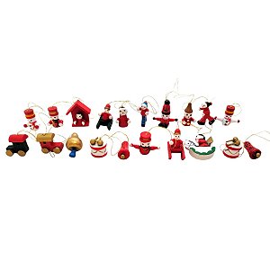 Mini Enfeite de Madeira para Árvore de Natal  - 20 peças - 20 unidades - Rizzo