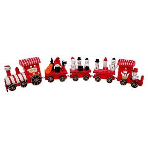 Enfeite de Madeira de Natal Trem - Vermelho - 38,5cm - 1 unidade - Rizzo - Rizzo