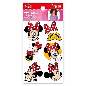 Tatuagem Temporária para Pele - Minnie Mouse - Disney - 12 Tatuagens - Disney Original - Rizzo