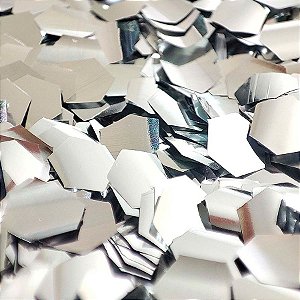 Confete Metalizado Hexagonal 50g - Prata - 0,6cm - 1 unidade - KLF Festas - Rizzo