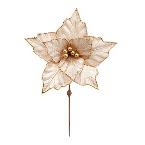 Poinsétia Decorativa - Champagne - 30cm - 1 unidade - Cromus - Rizzo