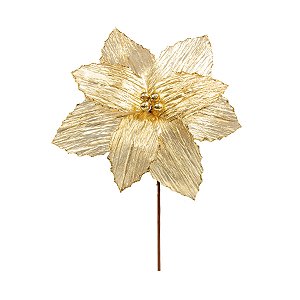 Poinsétia Decorativa - Ouro - 20cm - 1 unidade - Cromus - Rizzo