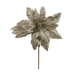 Poinsétia Decorativa - Champagne - 30cm - 1 unidade - Cromus - Rizzo