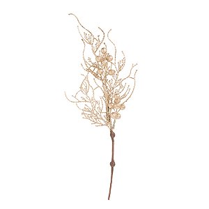 Galho Decorativo - Frutinhas e Galhos com Glitter Champagne - 53cm - 1 unidade - Cromus - Rizzo