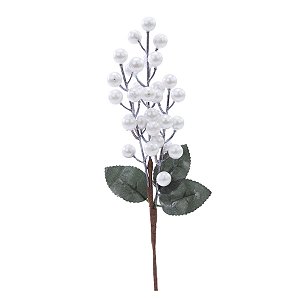Pick Decorativo de Natal - Folhas, Frutas Branco - 12cm - 1 unidade - Cromus - Rizzo