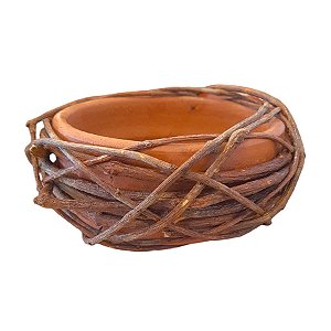 Bacia de Cerâmica com Cipo Rustico Marrom M - 18x7cm - 1 unidade - Rizzo