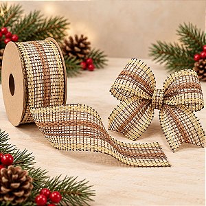 Fita Decorativa Telada Rústica Três Cores - 6,3cm x 9,14m - 1 unidade - Rizzo
