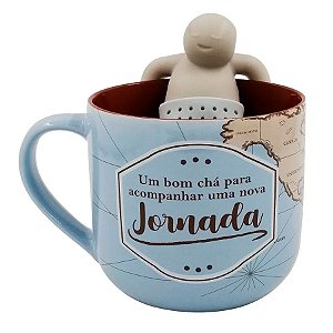 Caneca com Infusor de Chá "Nova Jornada" - 350 ml - 1 unidade - Zona Criativa - Rizzo