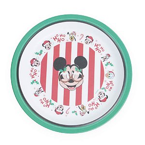 Prato de Bambu de Natal - Mickey Ho Ho Ho - 21cm - 1 unidade - Disney Original - Rizzo